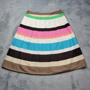 Talbots Petites Womens Skirt Size 6 A-Line Pleated Striped Vibrant Cotton Preppy